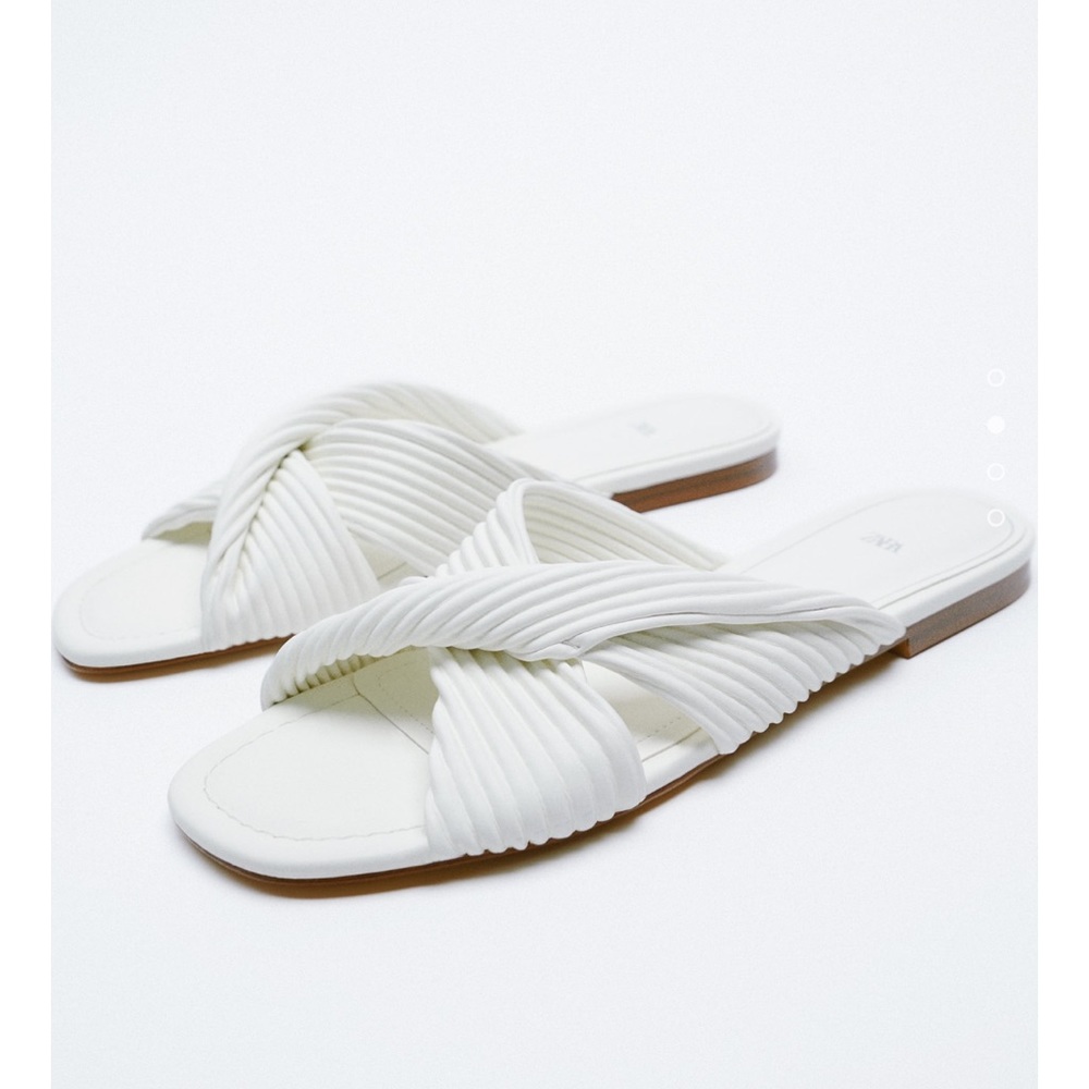 Zara pleated sandals white